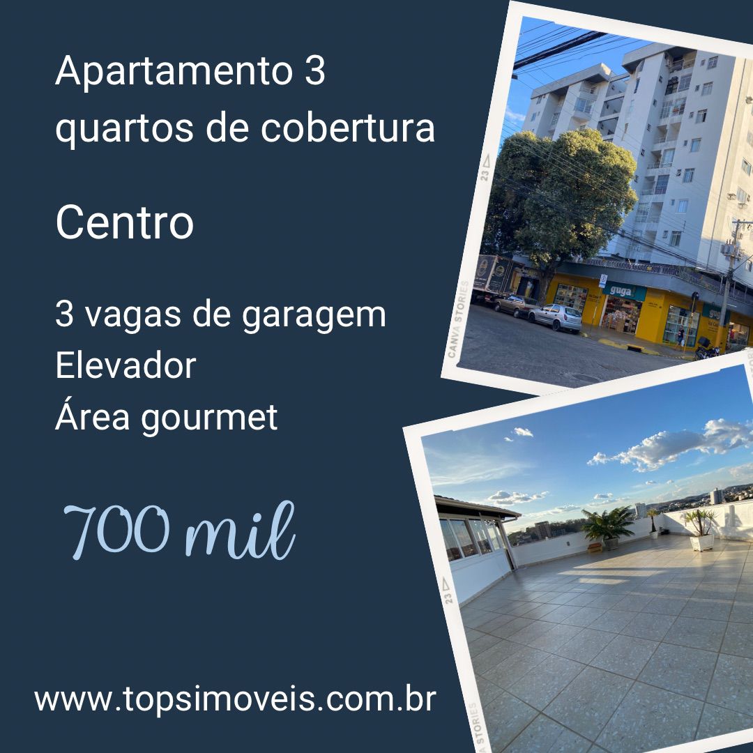 Apartamento de cobertura 3 quartos no Centro