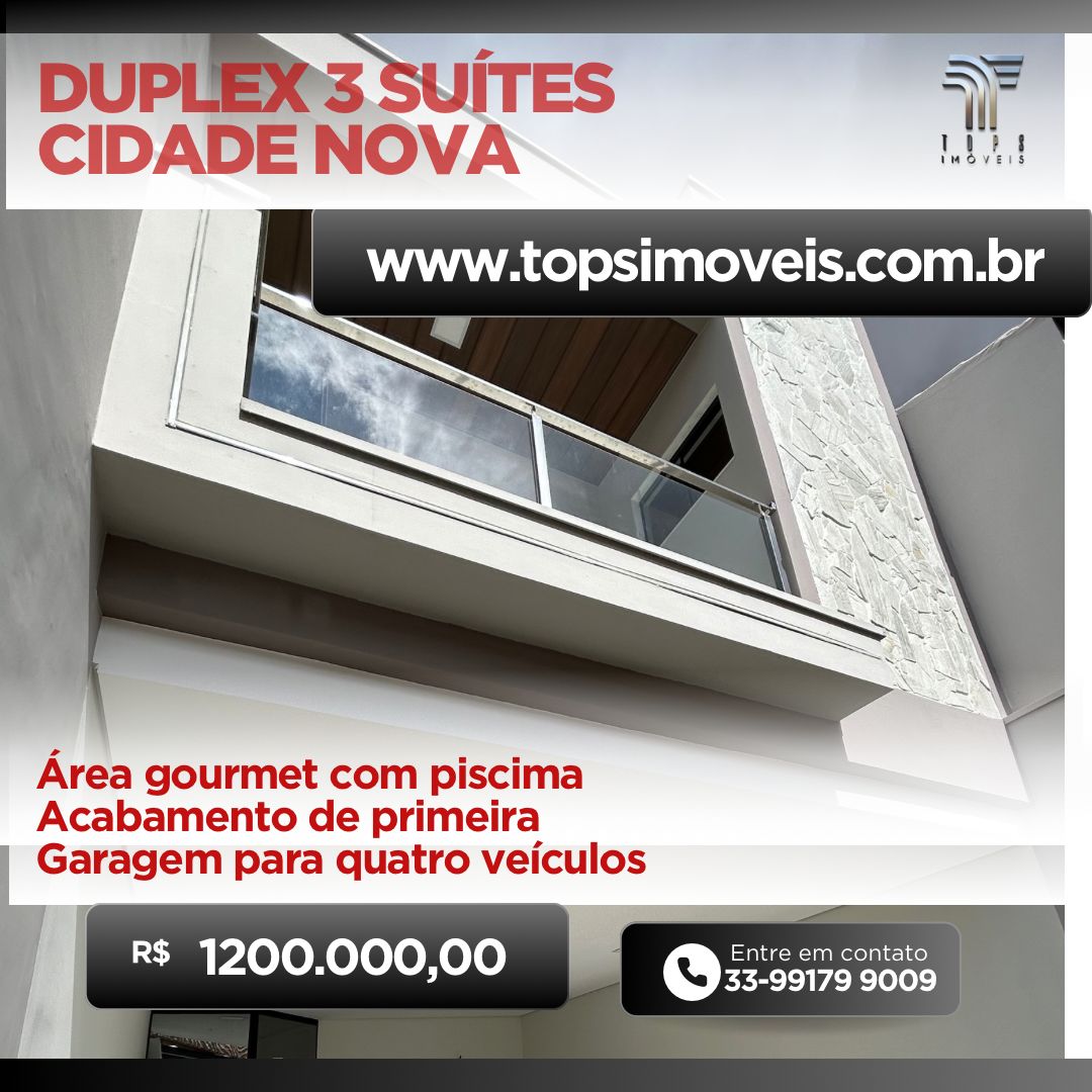 Duplex de luxo com 3 suítes Cidade Nova